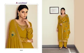 AASHIRWAD SUNHERI HEAVY EMBROIDERED SUITS SERIES 8458 TO 8462