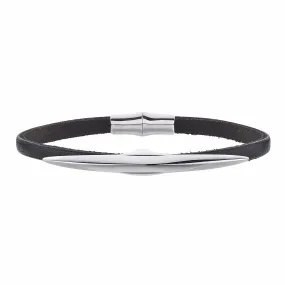 Arc Single Wrap Bracelet - Leather & Silver