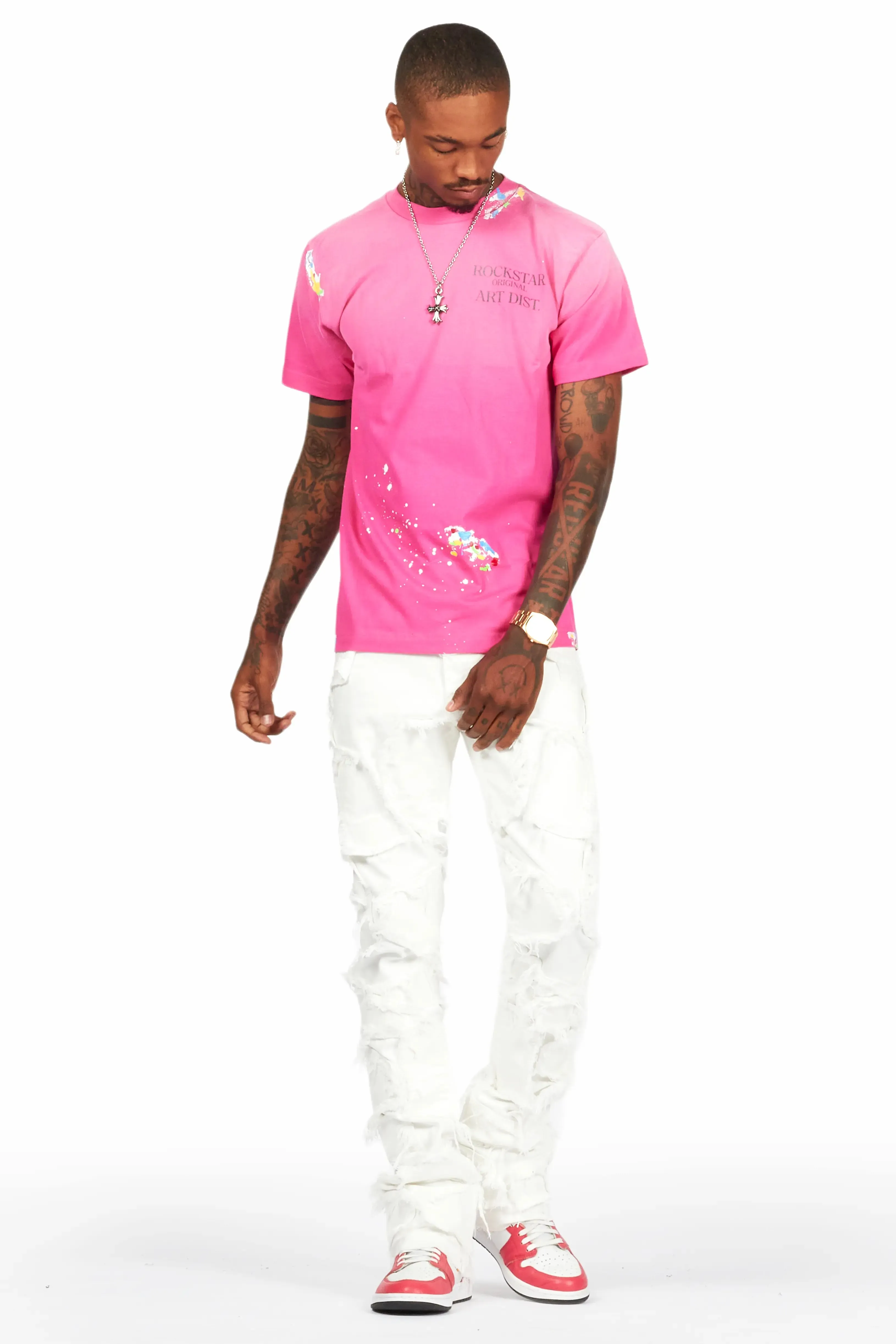 Arturo White Stacked Flare Jeans