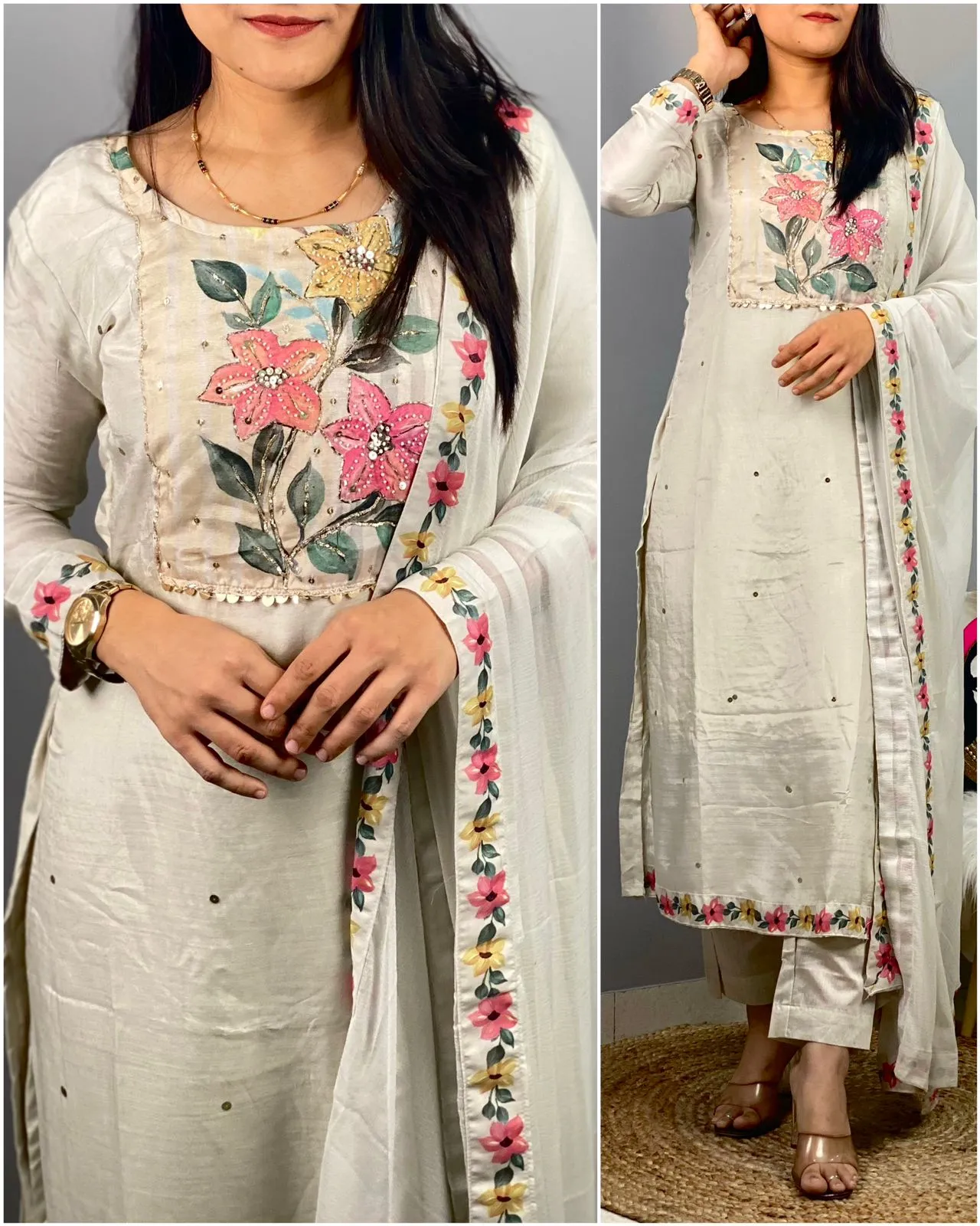 Beautiful Designer Party Wear Silk Salwar Suit