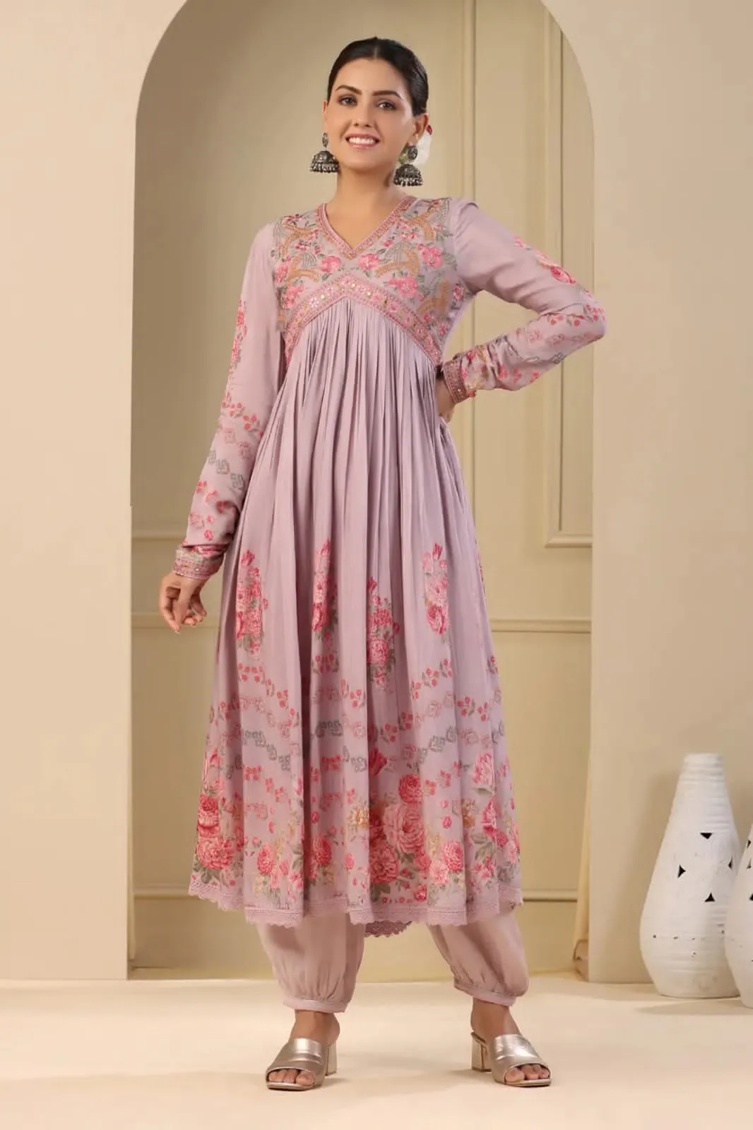 Beautiful Pakistani Muslin Alia Cut Designer Suit