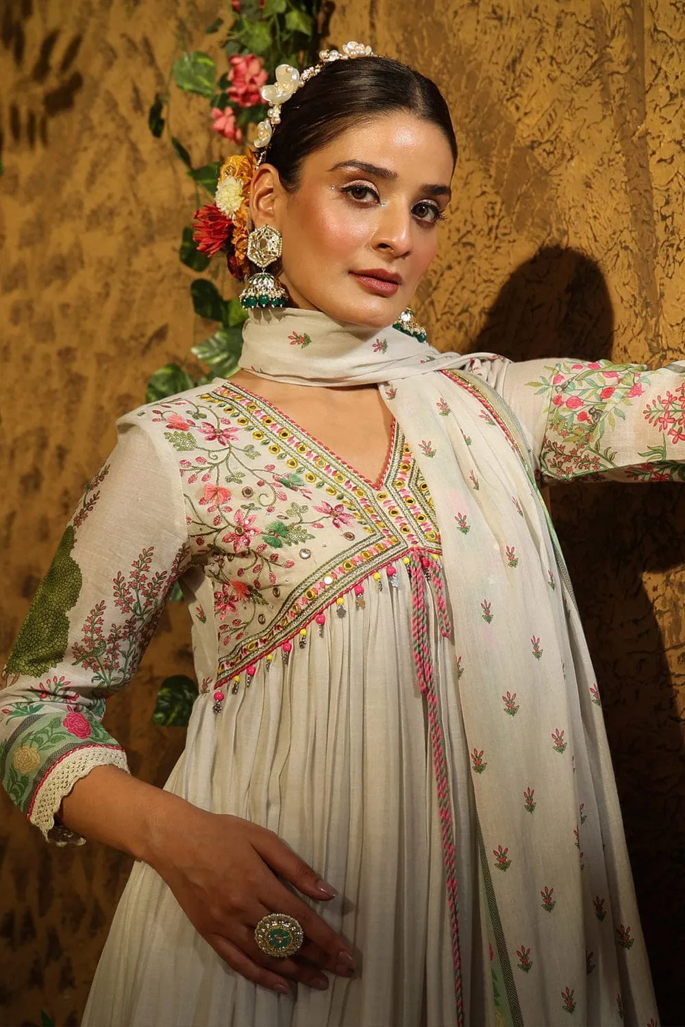 Beautiful Pakistani Style Lights  Muslin Alia Cut Suit
