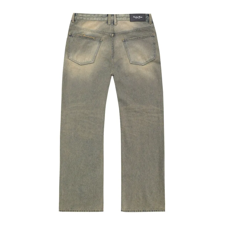 Brown Tinted Denim Pants - Bronze Blue