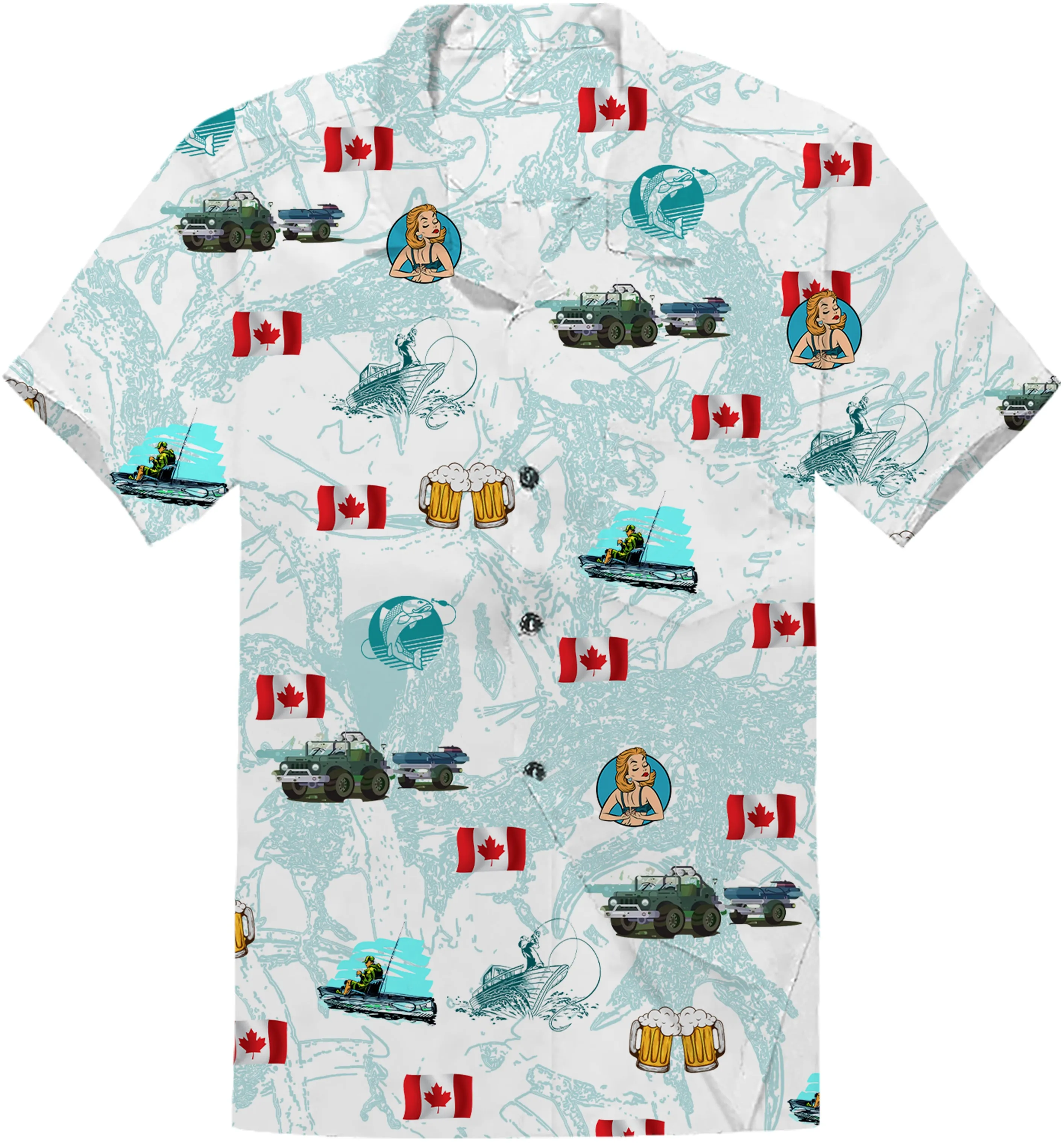 Canadian Flag Hawaiian Jeep Shirt