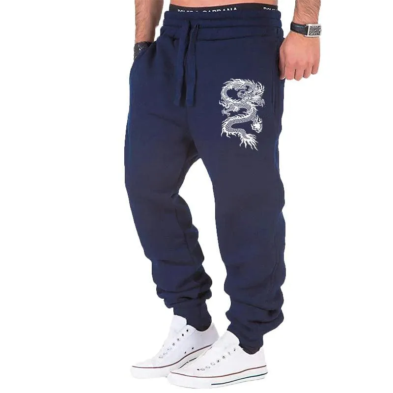 Fashion Casual Dragon Printed Jogger Pants Men