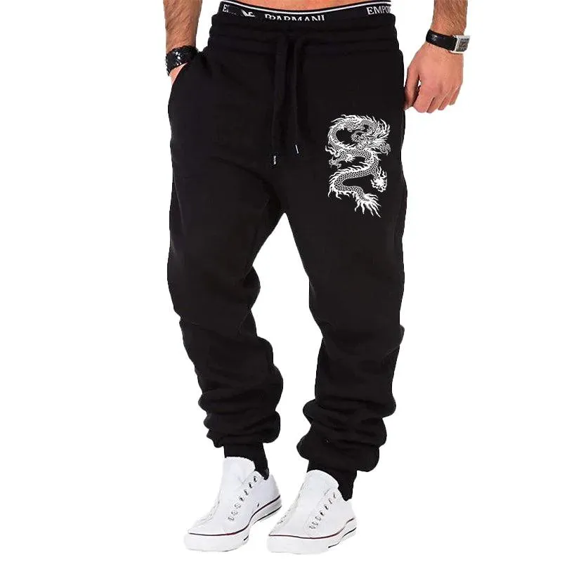 Fashion Casual Dragon Printed Jogger Pants Men