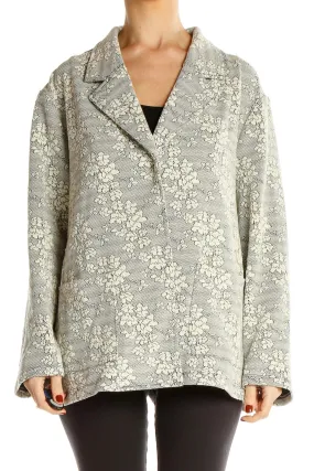 Gray Floral Lace Oversized Jacket