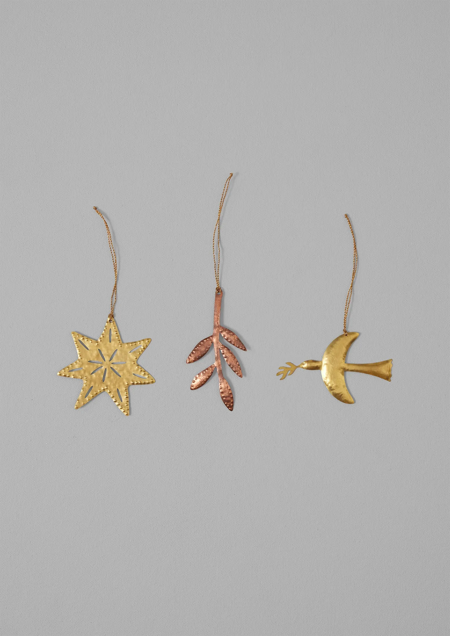 Hammered Metal Dove Decoration | Brass