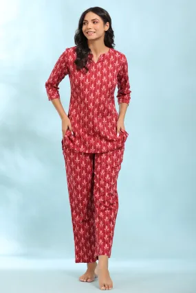 Hemp with Geometrical Stripes on Pink Loungewear Set