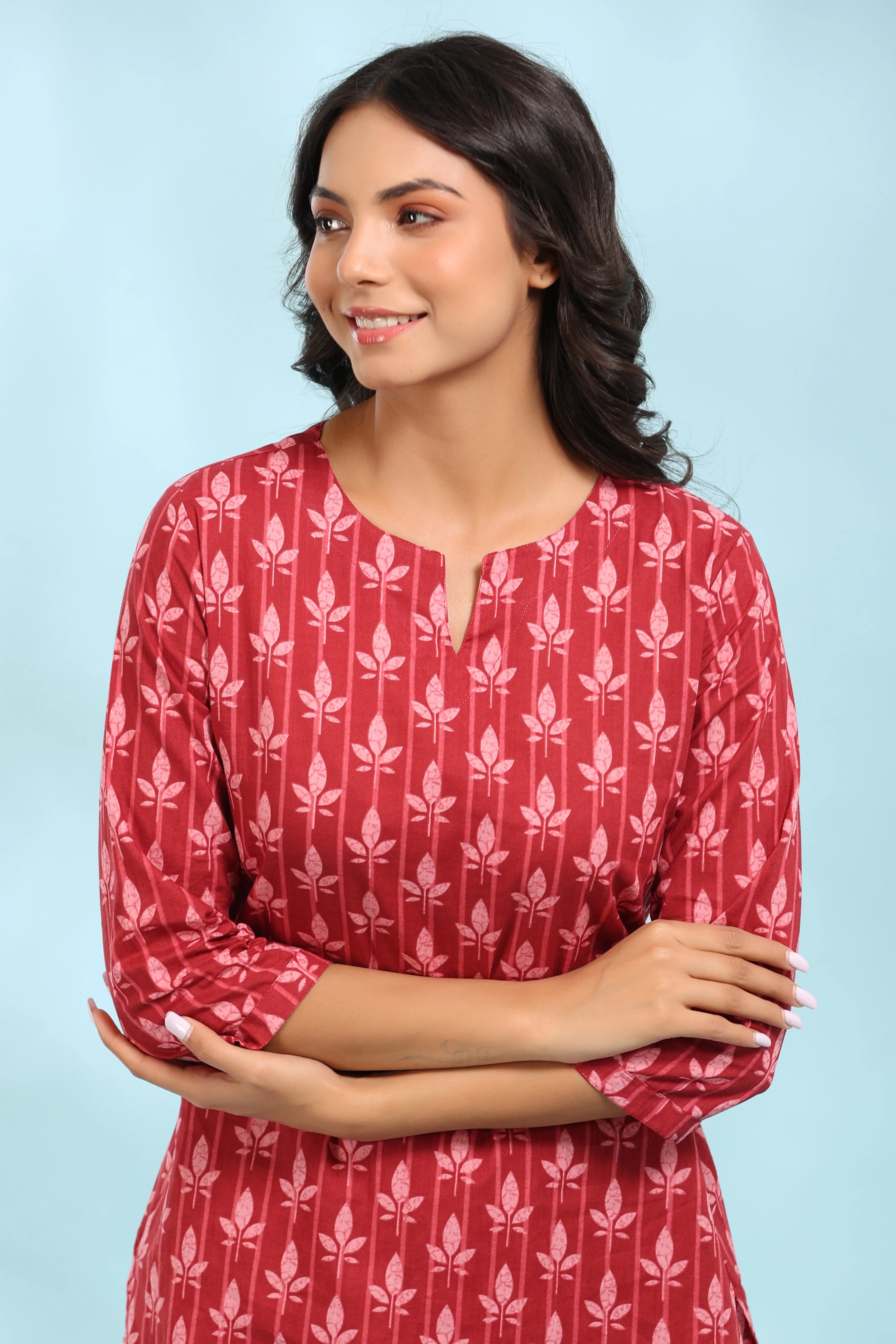 Hemp with Geometrical Stripes on Pink Loungewear Set