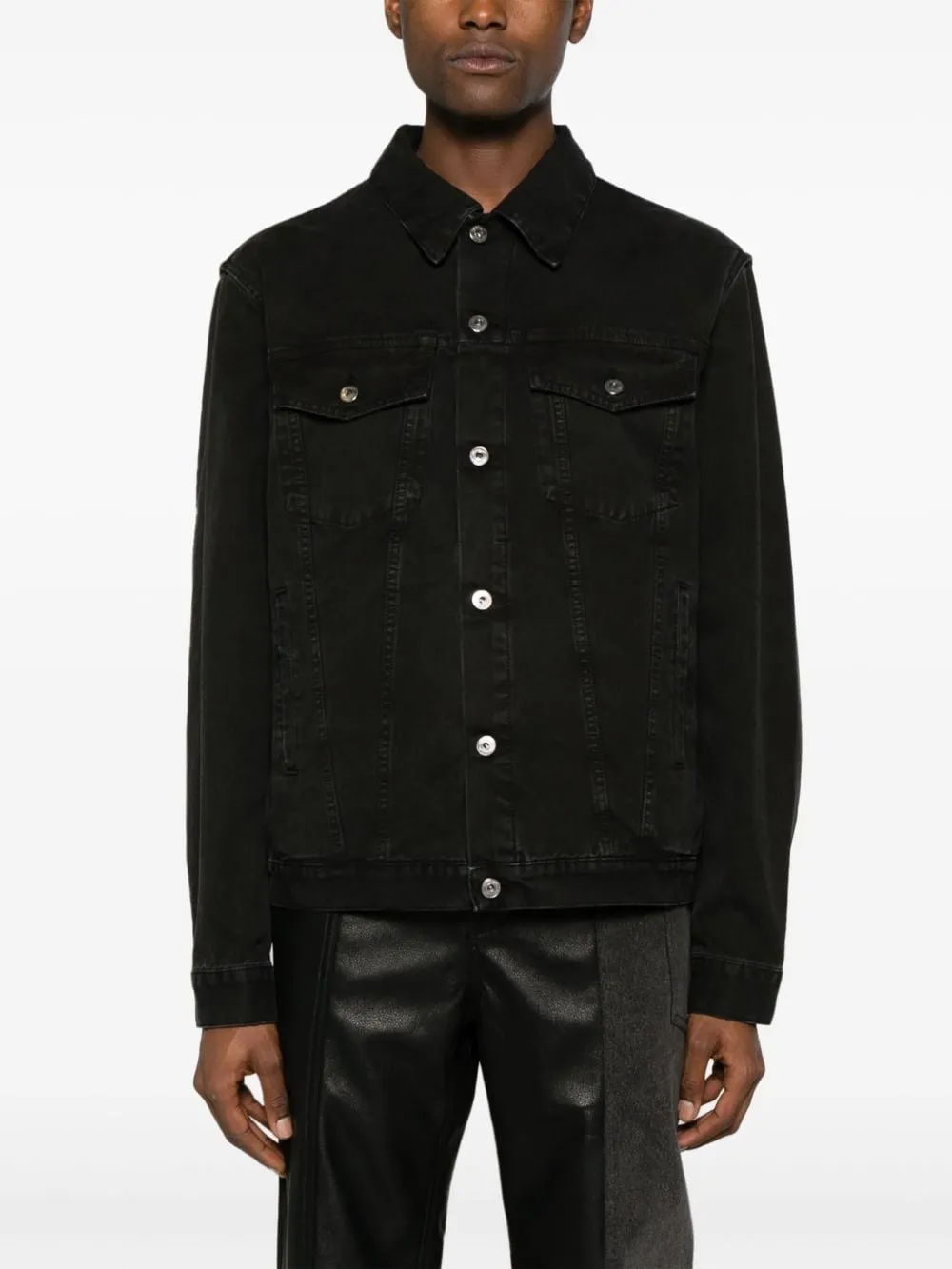 logo-embroidered denim jacket