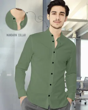 MEN PLAIN DARK GREEN FULL HAND SHIRT