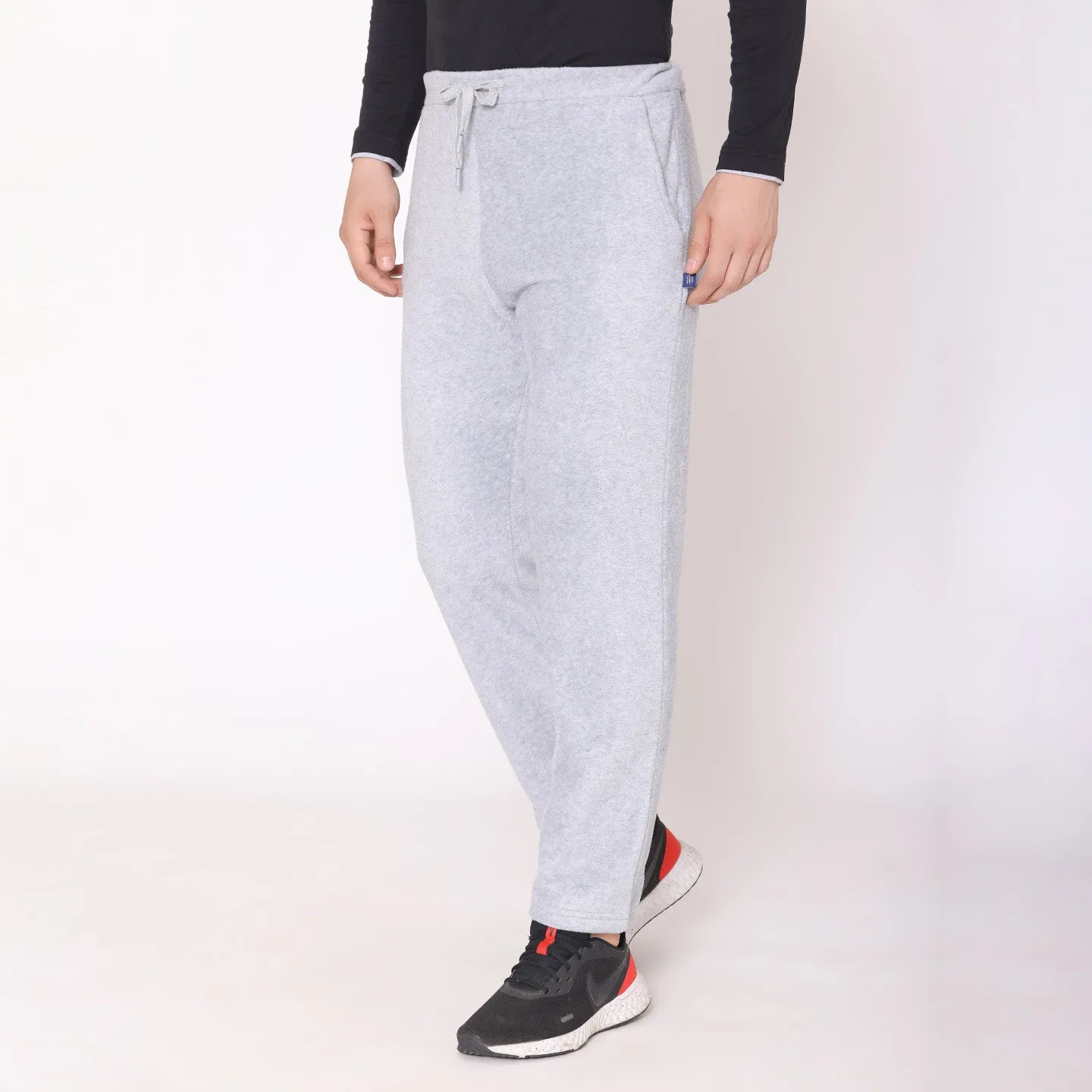 Men Regular Fit Polar Track Pants - Light Grey