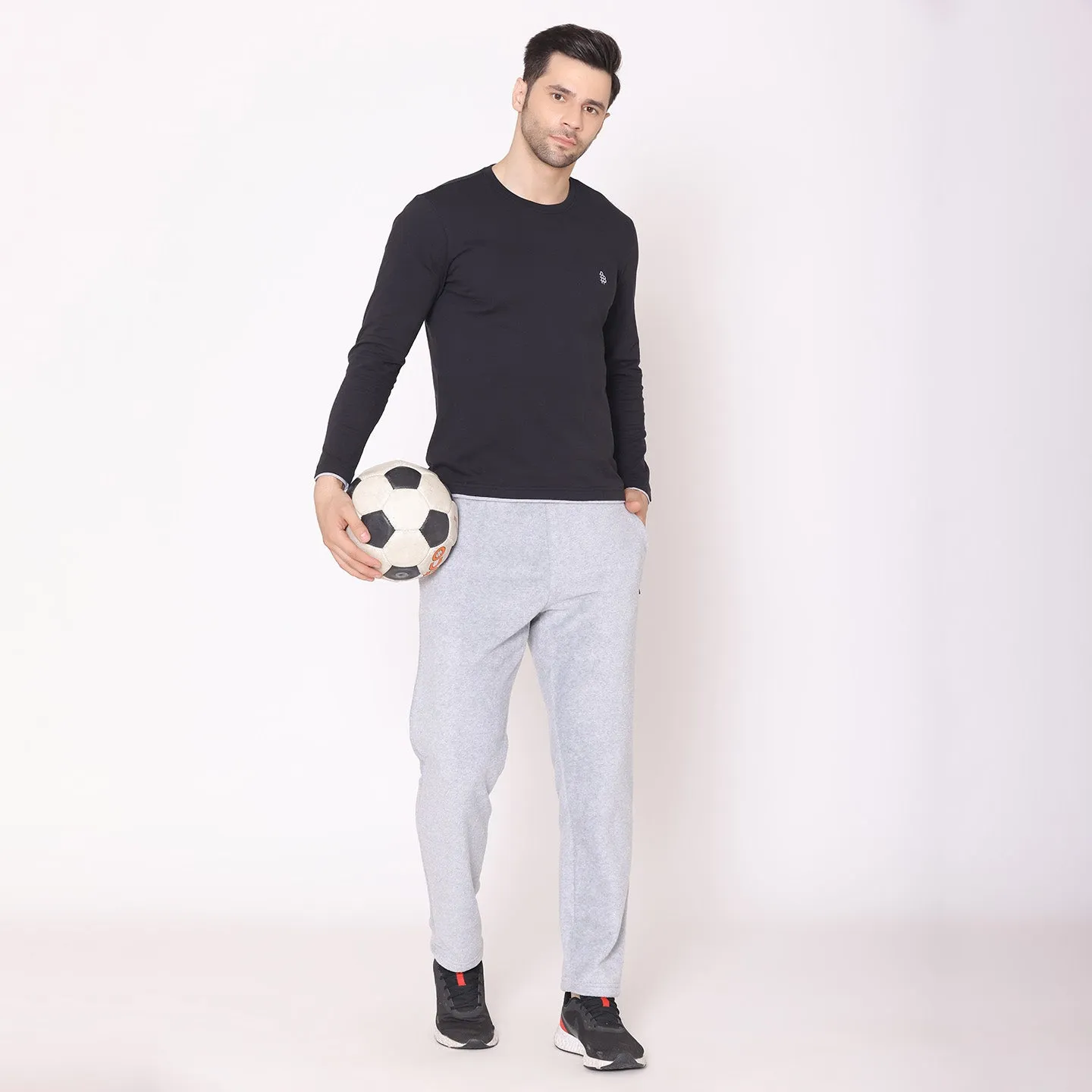 Men Regular Fit Polar Track Pants - Light Grey