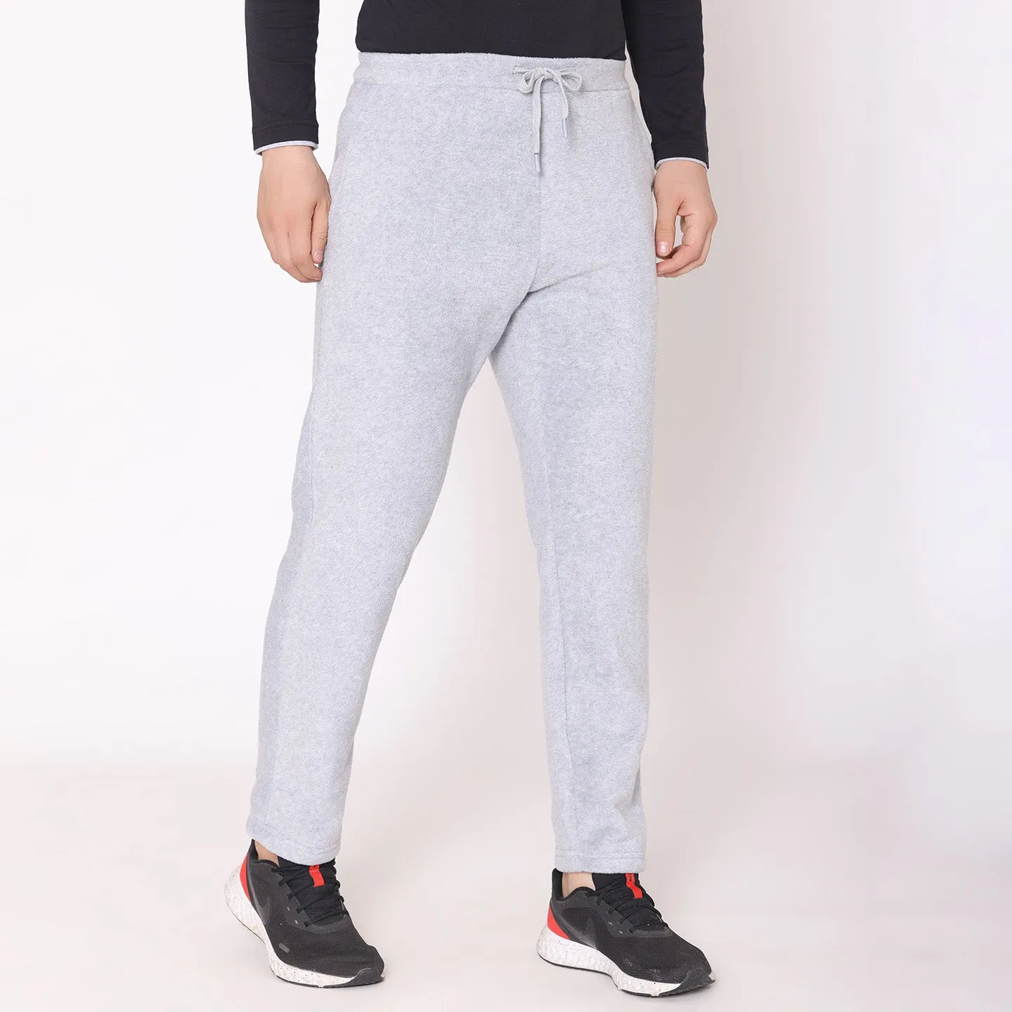 Men Regular Fit Polar Track Pants - Light Grey