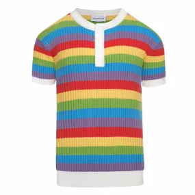 Men's multicolor rainbow jacquard vintage knit T-shirt