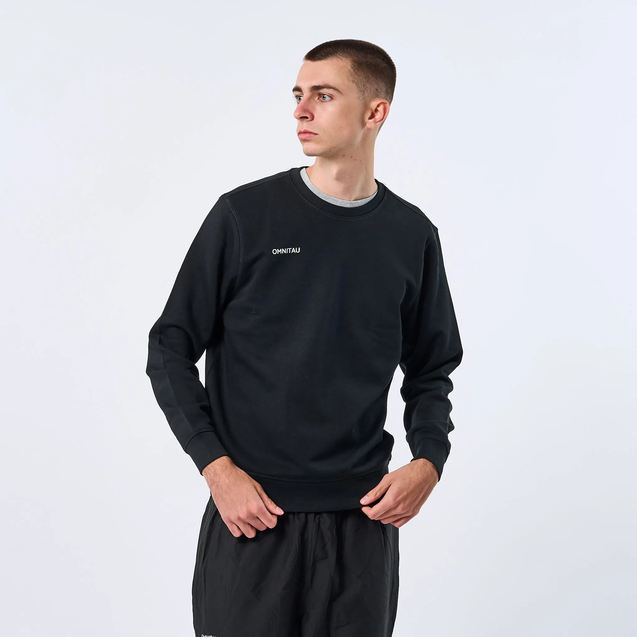 Omnitau Adult's Team Sports Crew Neck Cotton Sweatshirt - Black