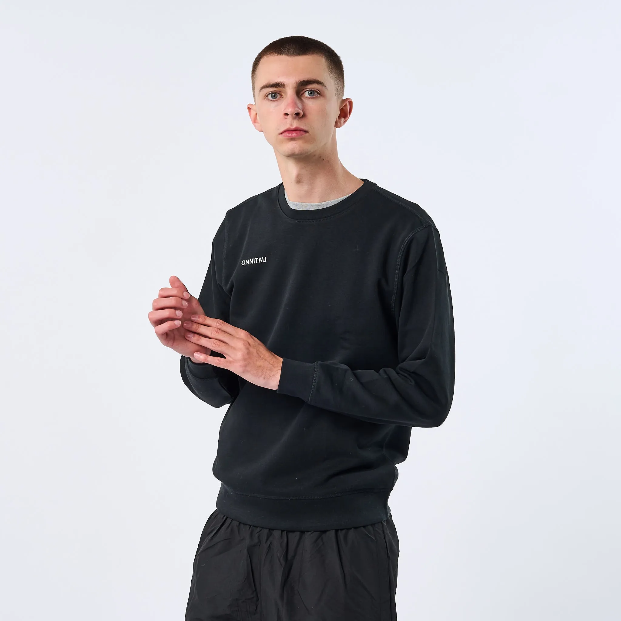 Omnitau Adult's Team Sports Crew Neck Cotton Sweatshirt - Black