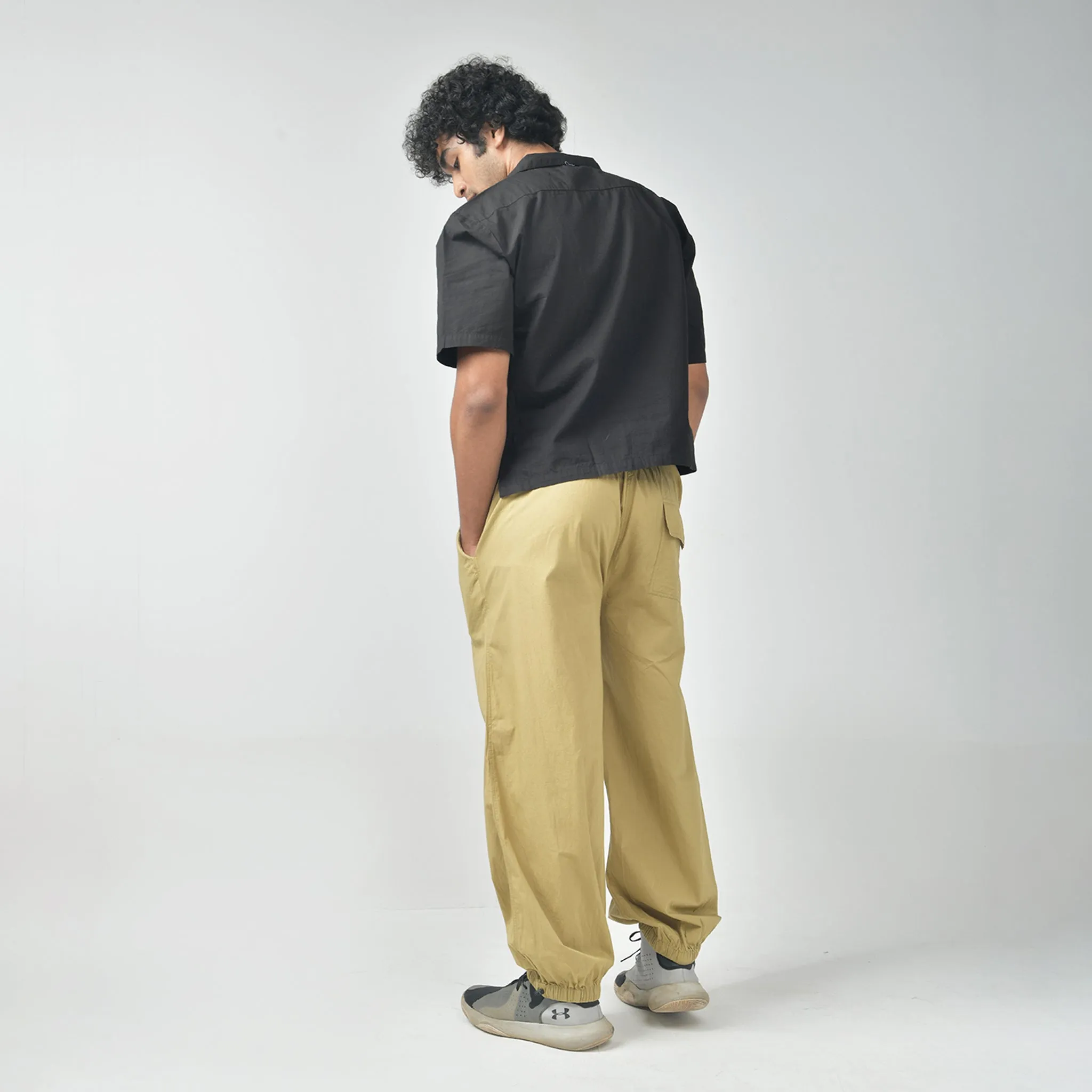 Oversized Parachute Pants for Men in Khaki