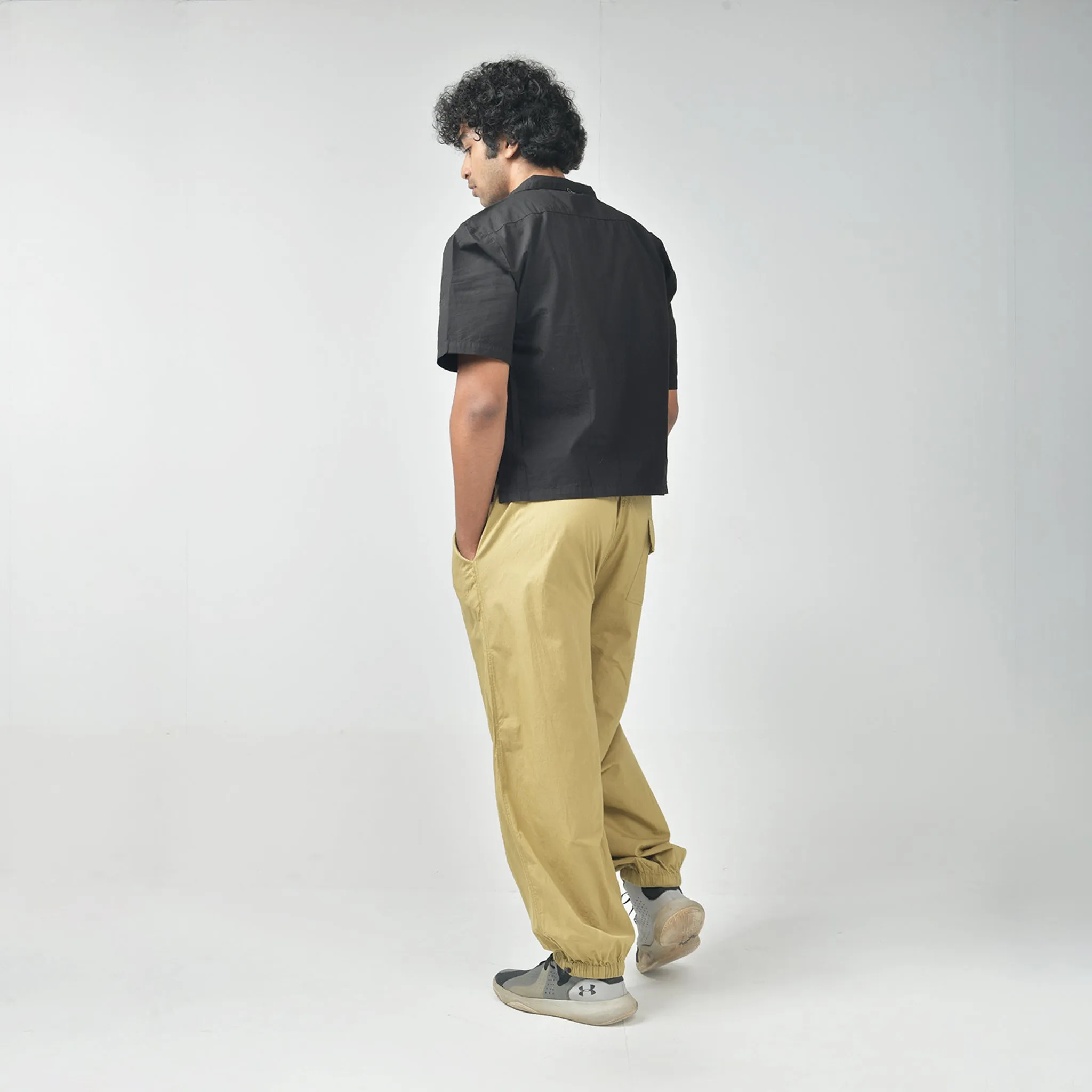 Oversized Parachute Pants for Men in Khaki