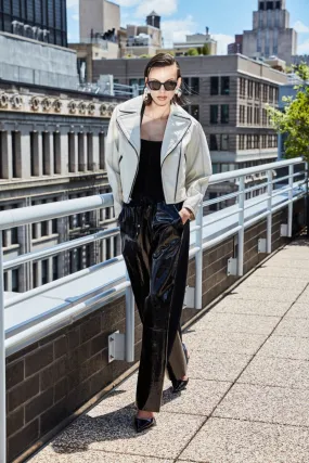 PATENT JAPANESE FAUX LEATHER COCOON JACKET