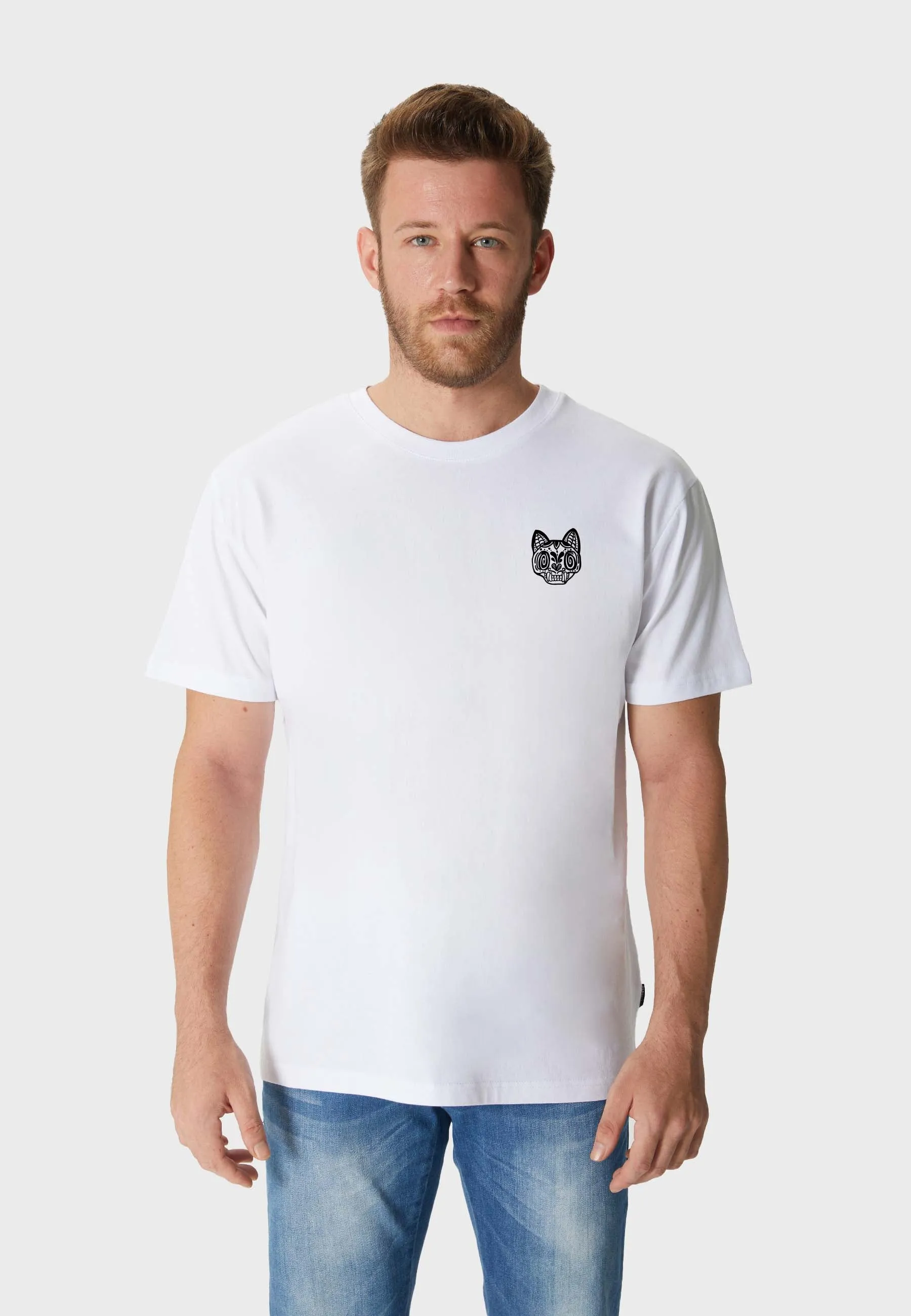 Rebel Cat Backprint T-Shirt White