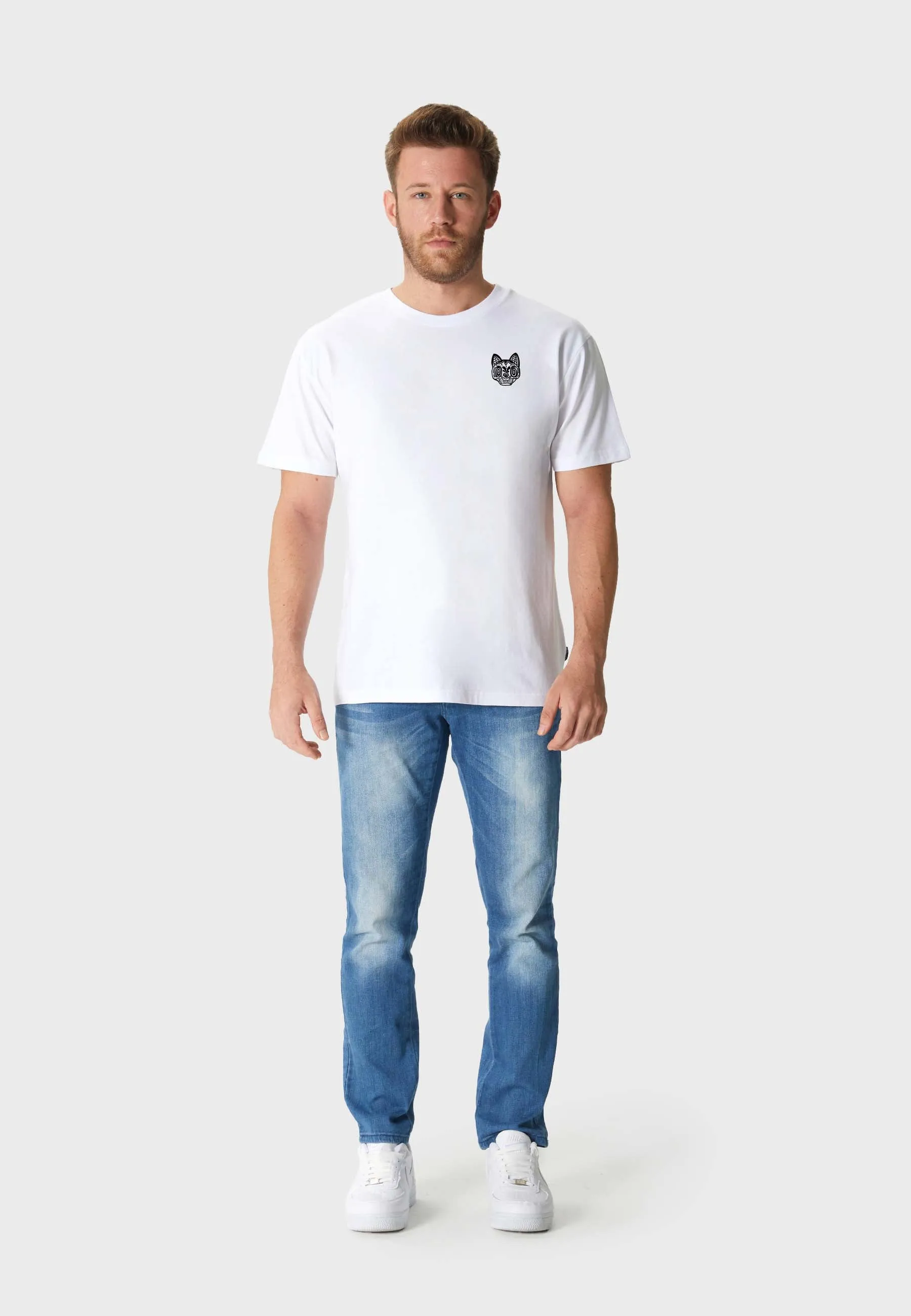 Rebel Cat Backprint T-Shirt White