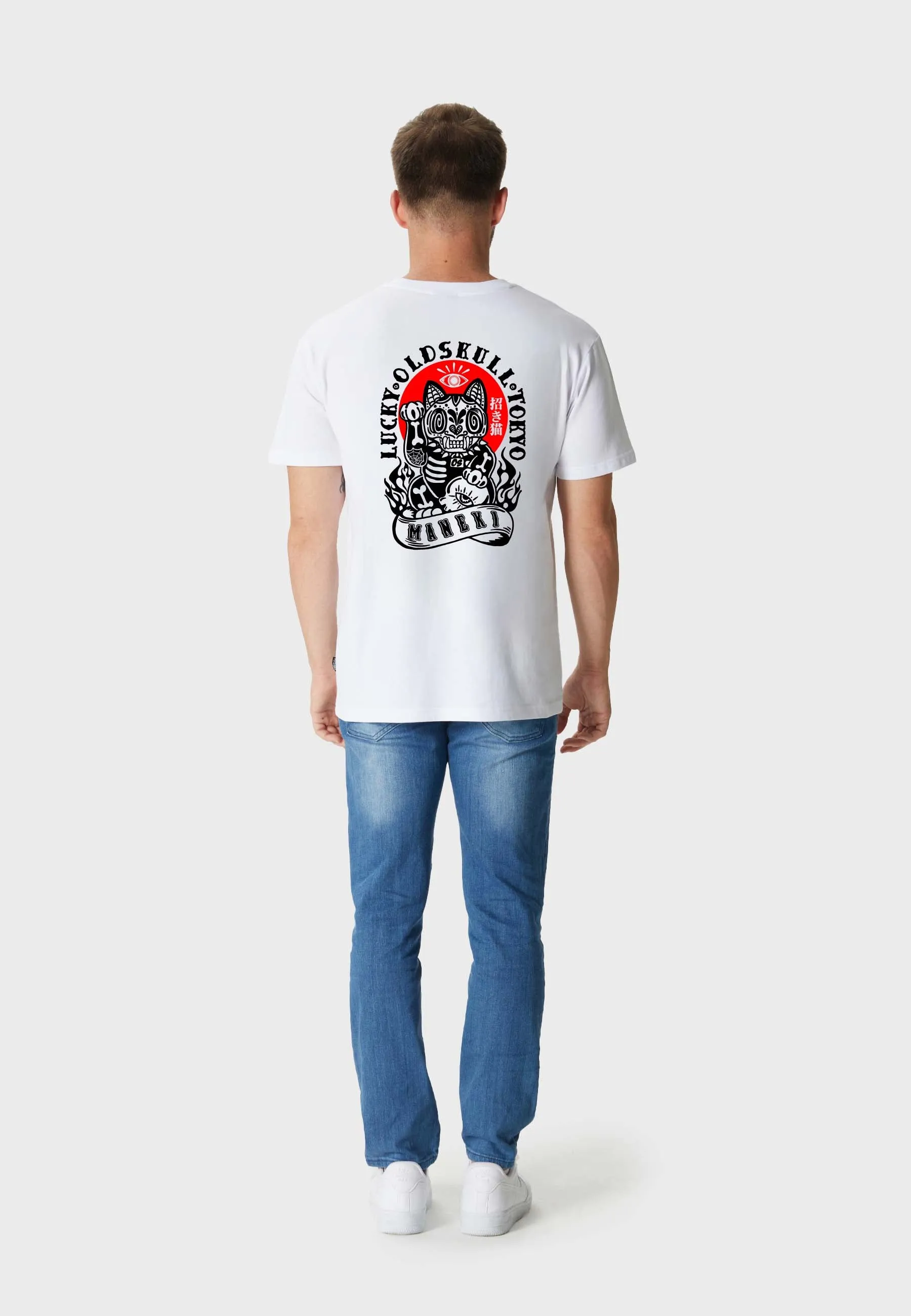 Rebel Cat Backprint T-Shirt White