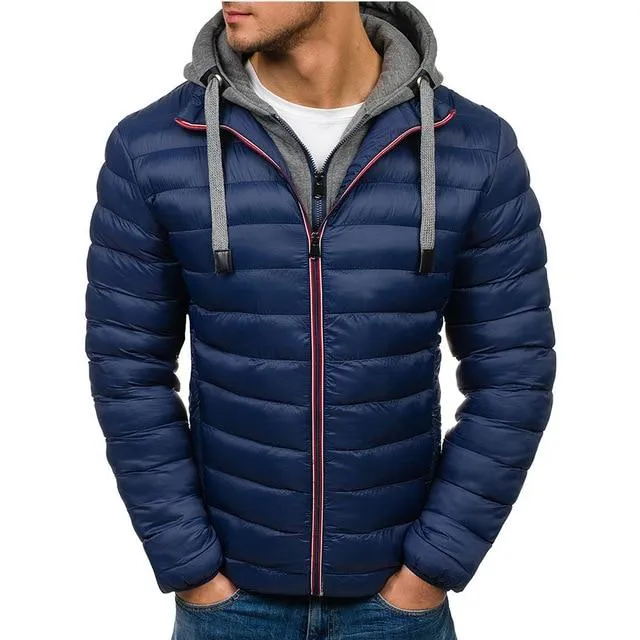 ZOGAA Men Jacket Coats Thicken Warm Winter Windproof Jackets Hooded Outwear Cotton-padded Jacket Zipper Hip Hop Cotton Hooded